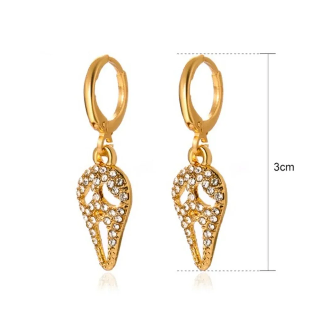 Scream Gold Tone Rhinestone Earrings - Picture 3 of 3